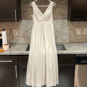 Bridesmaid dress. Color is “frost” on Azazie